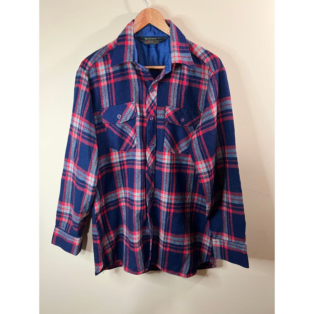 Vintage Kmart Sportman Shirt Acrylic Plaid Flannel - Mens Large